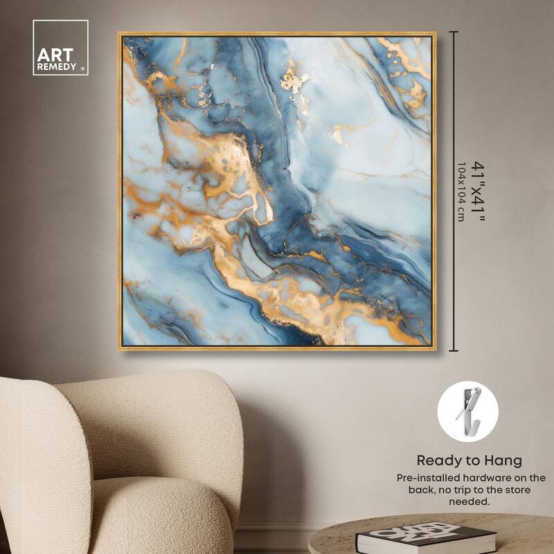Golden Cloud Marble Canvas by Art Remedy