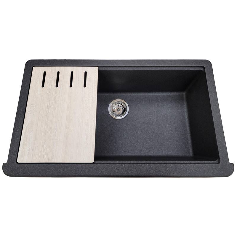 Self-Trimming Quartz Composite 33" Farmhouse Single Bowl Kitchen Sink
