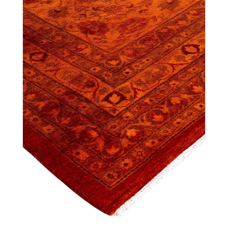Overdyed, One-of-a-Kind Hand-Knotted Area Rug - Orange - 12' 3" x 14' 3"