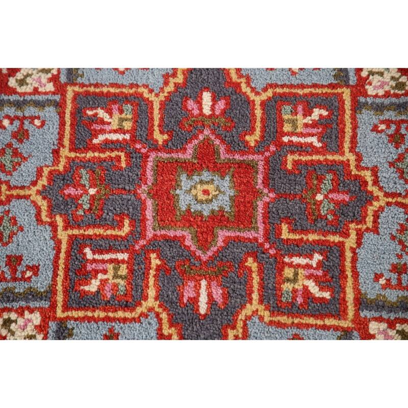 Geometric Heriz-Serapi Accent Rug Hand-Knotted Wool Carpet - 2'11"x 5'1"