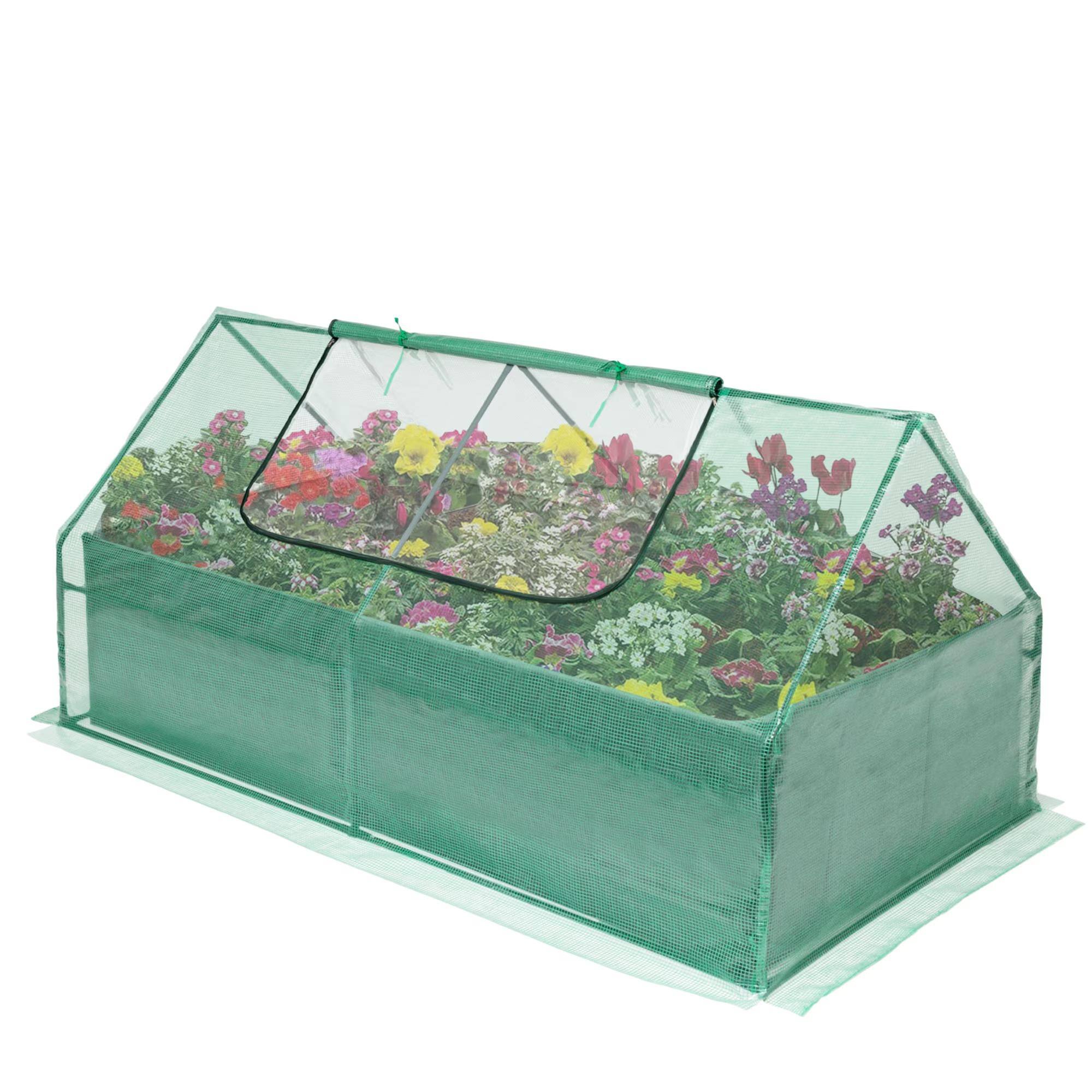 8X4X2 ft Outdoor Raised Planter with 2 Zipper Screens Cover for