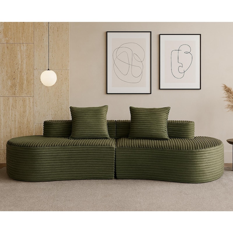 Moon Bay Lounge Couch Curved Sectional Sofa Corduroy Compressed Sofa