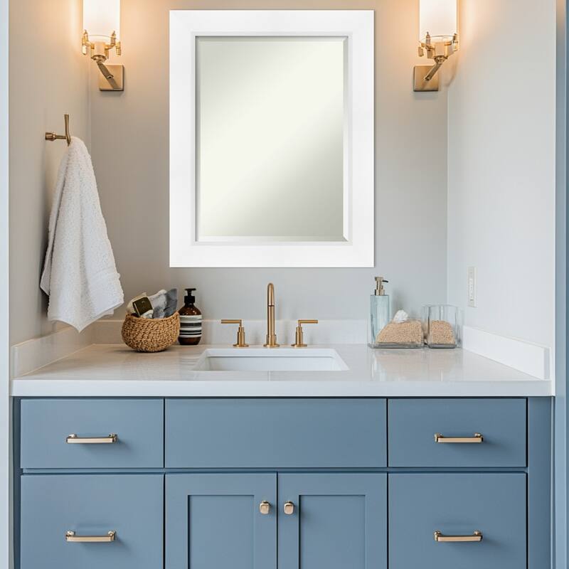 Sloped Beveled Framed Bathroom Vanity Wall Mirror