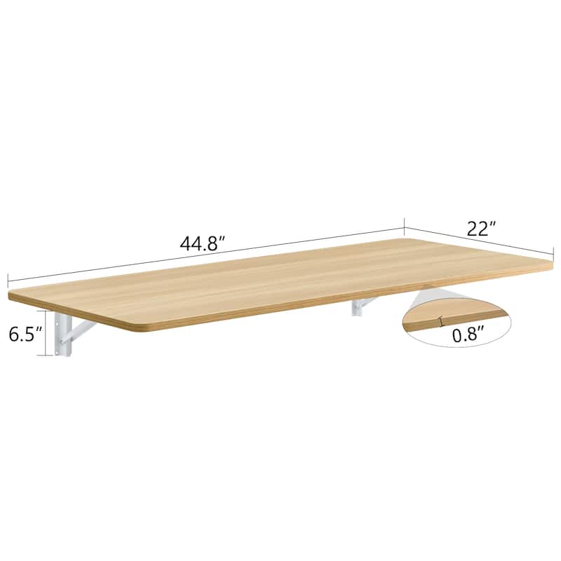 Versatile Folding Side Table Wall Mounted Magazine Holder Workbench Fold Down Desk with Smooth Rounded Corners and Wood Grain