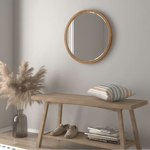 Stewart Modern Bevelled Wall Mirror - Natural Wood