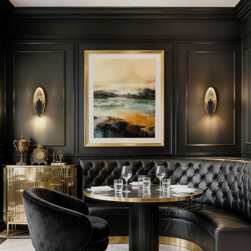 Modern LED 6-Light Wall Sconce Black Gold Bathroom Vanity Light - W6.6" x H16.5"