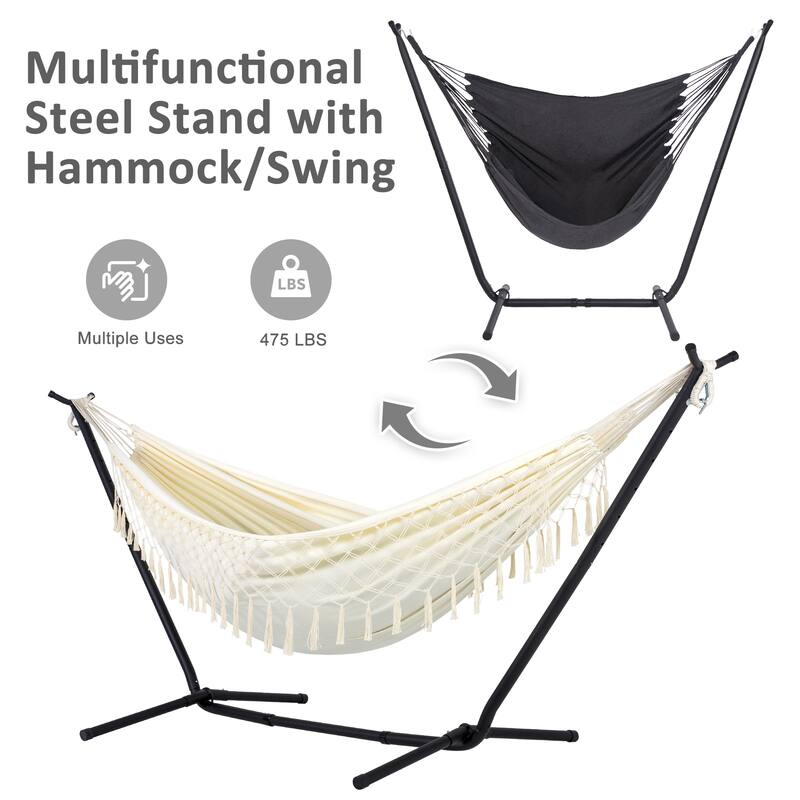 10.7 ft. 2-Person Brazilian-Style hammock with Stand - Convertible