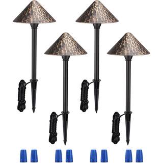 LED Landscape Path Light, Unique Vintage Golden Texture, 3000K Warm White - 4 Pack