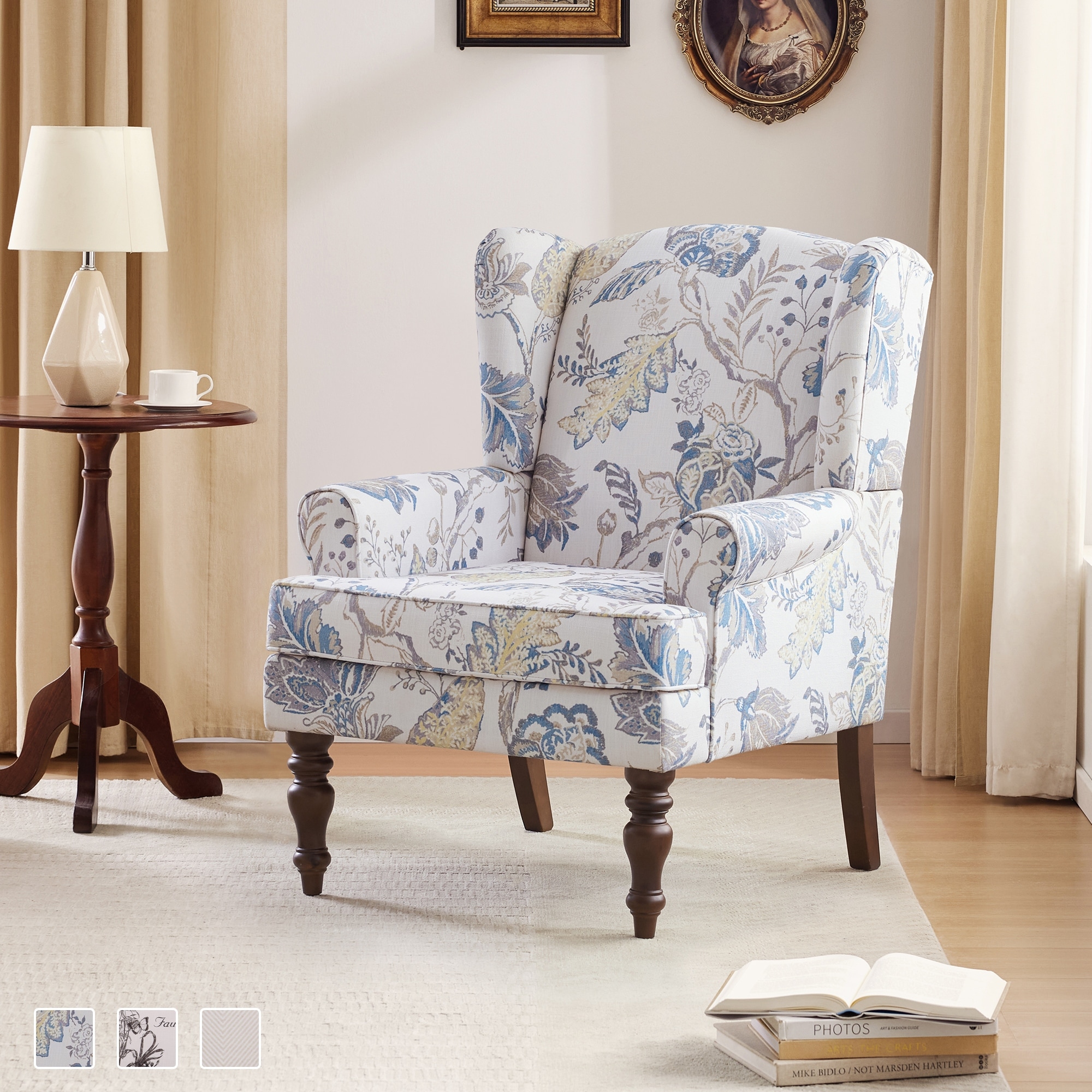HUIMO  Accent Arm Chair with Turned Legs and Round Arms
