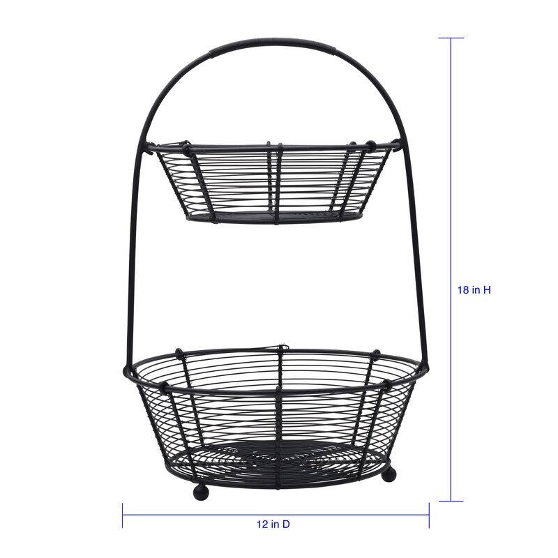 Mikasa Gourmet Basics Tulsa 2-Tier Basket, Black - 1-pc