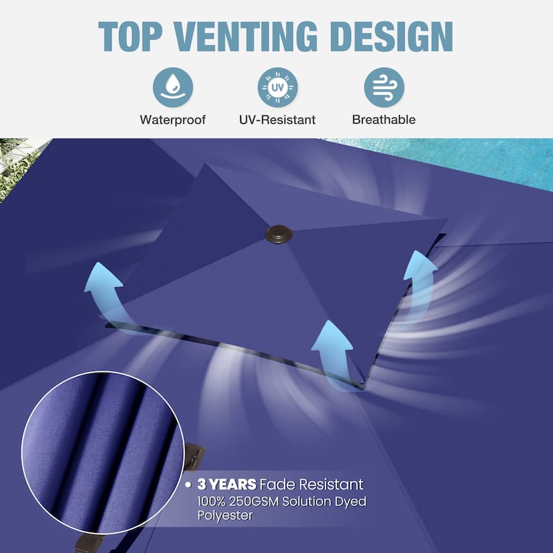 VredHom Dual Top Wind Vent 11x11Ft Offset Cantilever Patio Umbrella