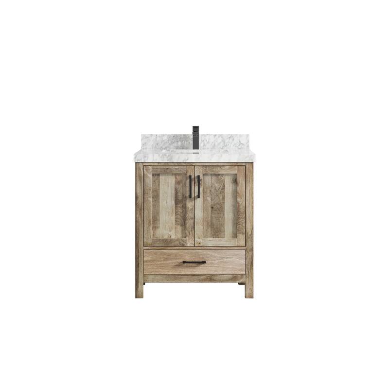 Willow Collections 30 in. W x 22 in. D Malibu Mango Single Sink Bathroom Vanity with Countertop - 2" Carrara Marble - Natural Mango