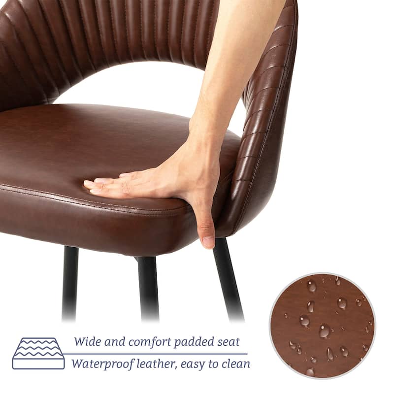 Glitzhome Modern Quilted Leatherette Tapered Legs Bar Stools Set of 4 or 6