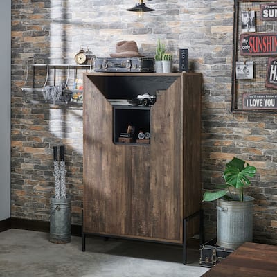 DH BASIC Urban Reclaimed Oak 15-Pair Shoe Cabinet by Denhour