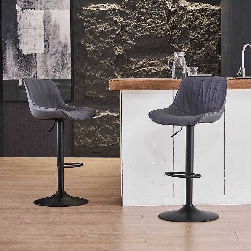 Adjustable Swivel Bar Stools Set of 2 Modern Upholstered Counter Stools