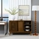 preview thumbnail 1 of 5, 47.3" Farmhouse Fluted Sideboard Cabinet with 2 Doors, Fixed Shelves & Outlet Holes - Storage Buffet for Entryway Walnut