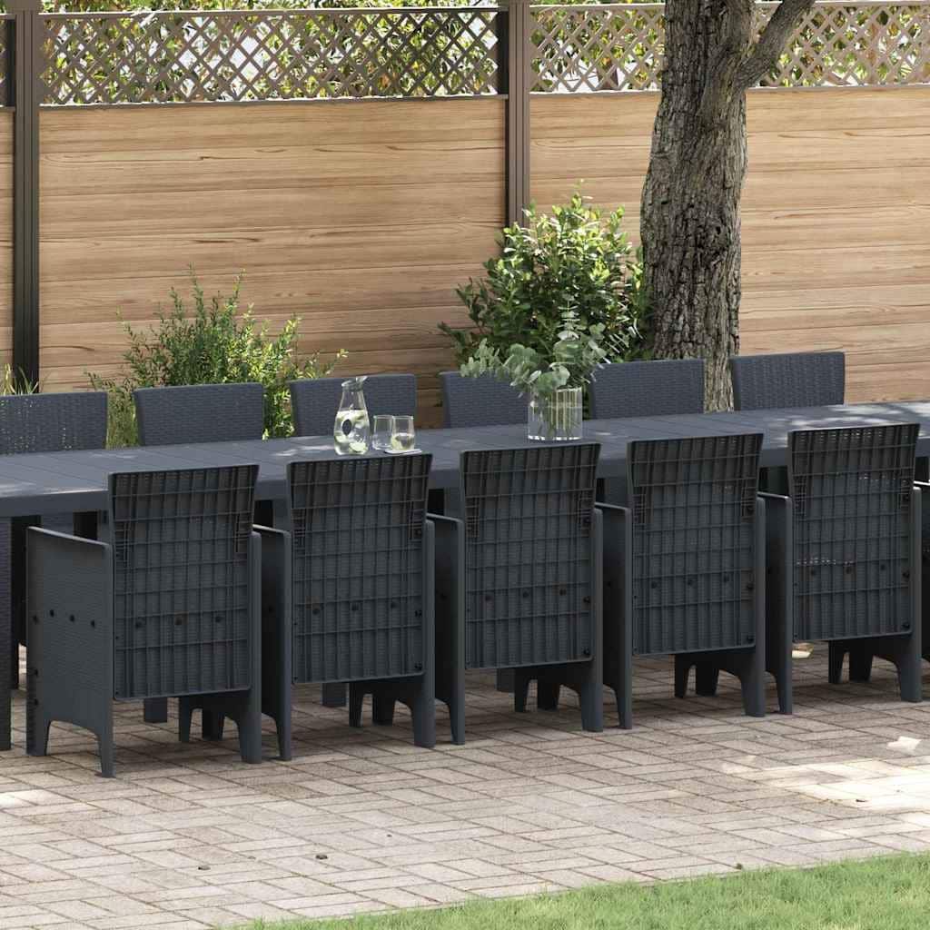 vidaXL Garden Dining Set 17 pcs Poly rattan - 157 x 39 x 29