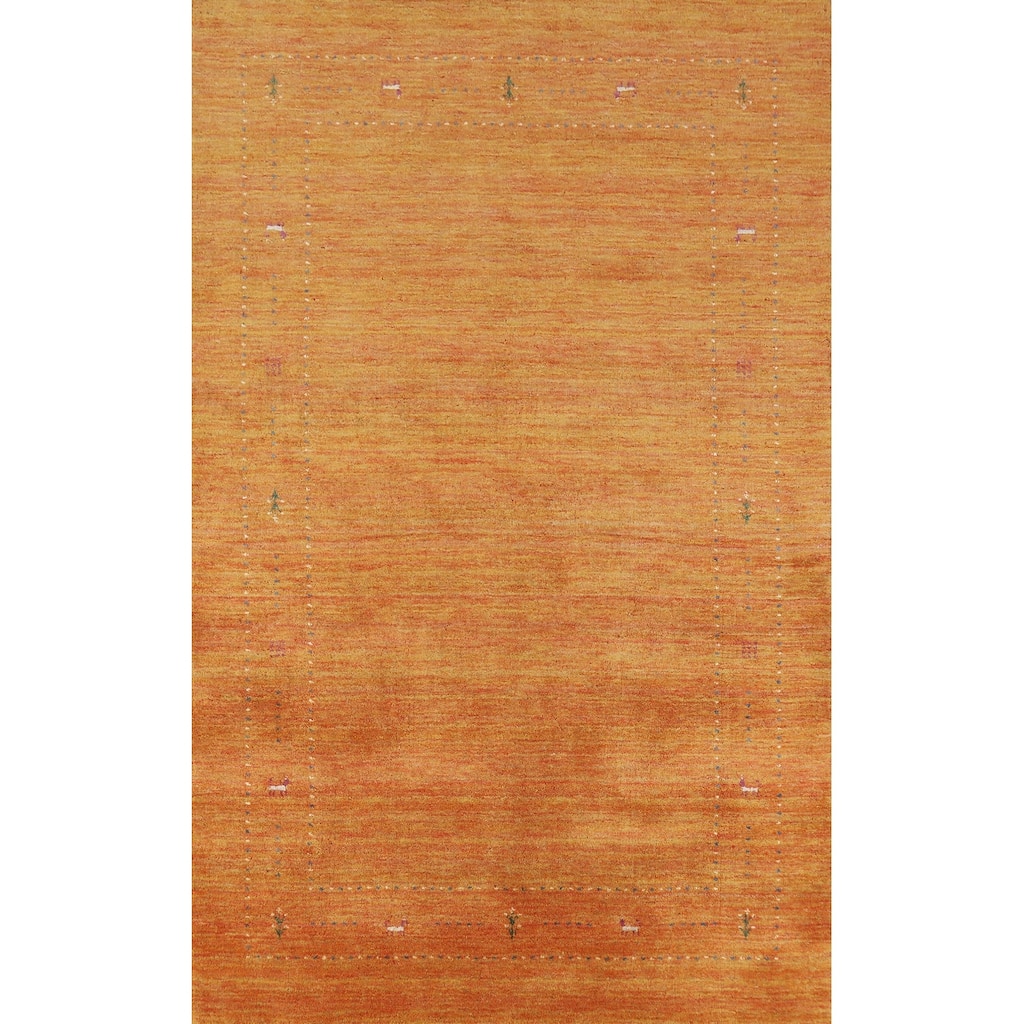 Hand Knotted Oriental 100% Wool Carpet Tribal Tribal Oranges & Rust Gabbeh Area Rug - 7' 8'' X 5' 0''