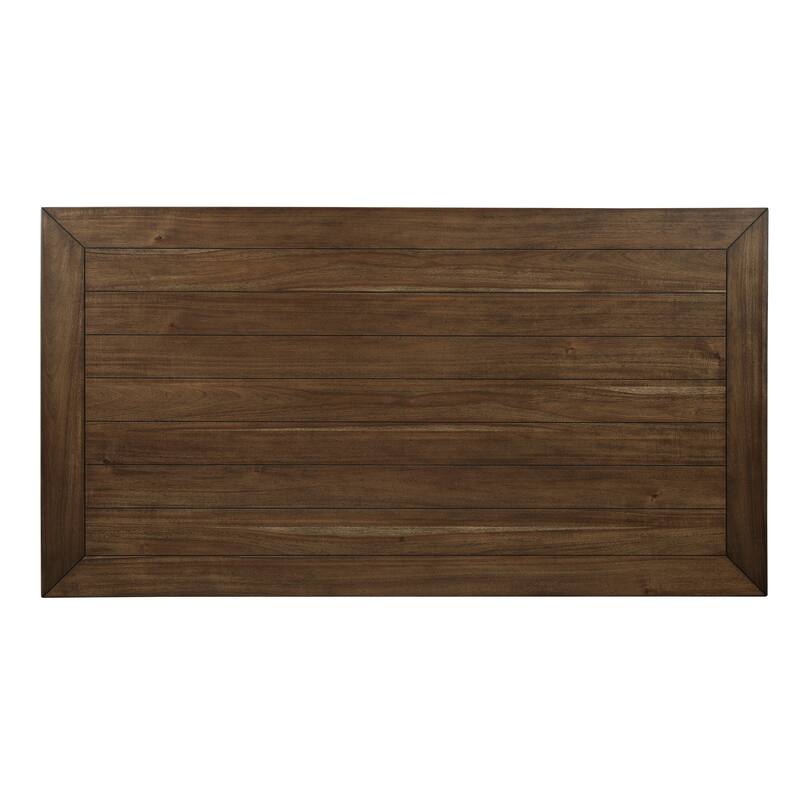 Trea 78 Inch Dining Table, 6 Drawers, Plank Top, 6 Seater, Gray, Brown