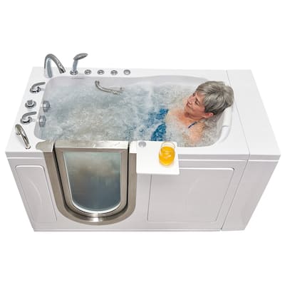 Ella Royal 32"x52" Acrylic Hydro Massage Walk-In Bathtub with Inward Swing Door, 5 Piece Fast Fill Faucet, 2" Dual Drain