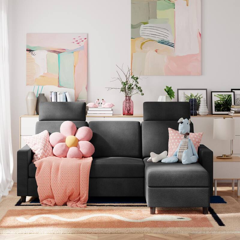 Futzca Modern L-shaped Convertible Sectional Sofa w/ Reversible Chaise