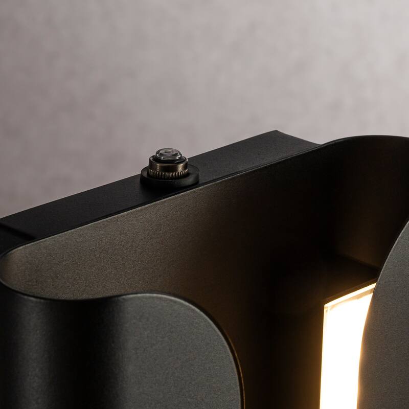 CraftHome Matte Black Acrylic Shade Modern Simplicity Outdoor Wall Light with Dusk to Dawn Sensor for Porch Garage - W7''