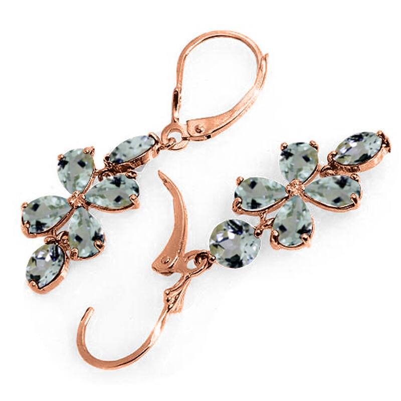 5.32 Carat 14K Solid Gold Chandelier Gemstone Earrings Aquamarine