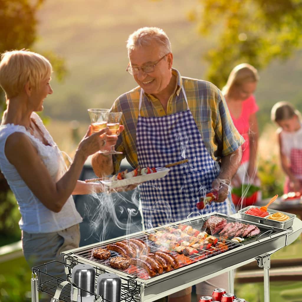 Portable Charcoal Grill Foldable BBQ Suitcase Grill for Camping - 38.98 x 13.39 x 27.56in