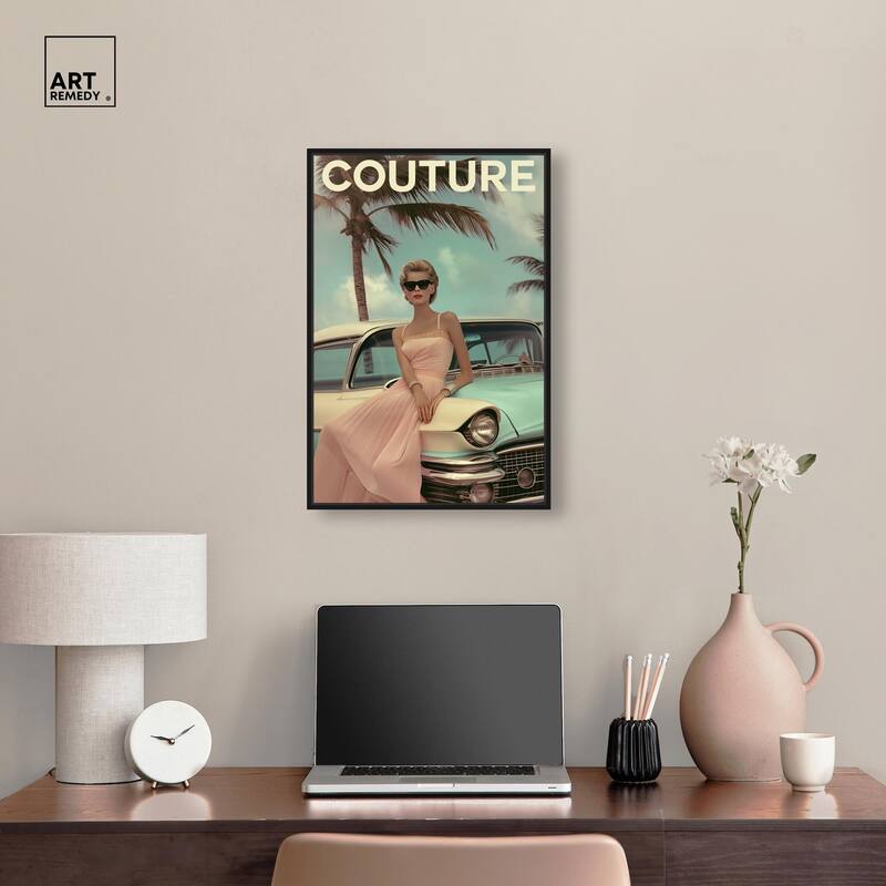 Vintage Beach Car Cover Canvas by Art Remedy