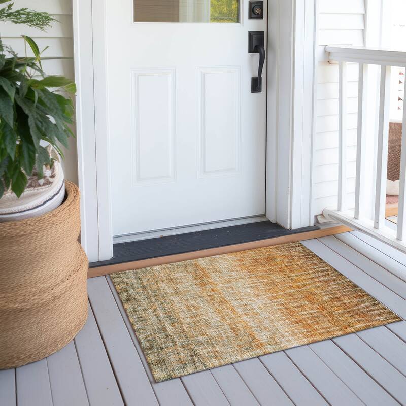 Machine Washable Indoor/ Outdoor Contemporary Ombre Chantille Rug - Copper - 1'8" x 2'6"