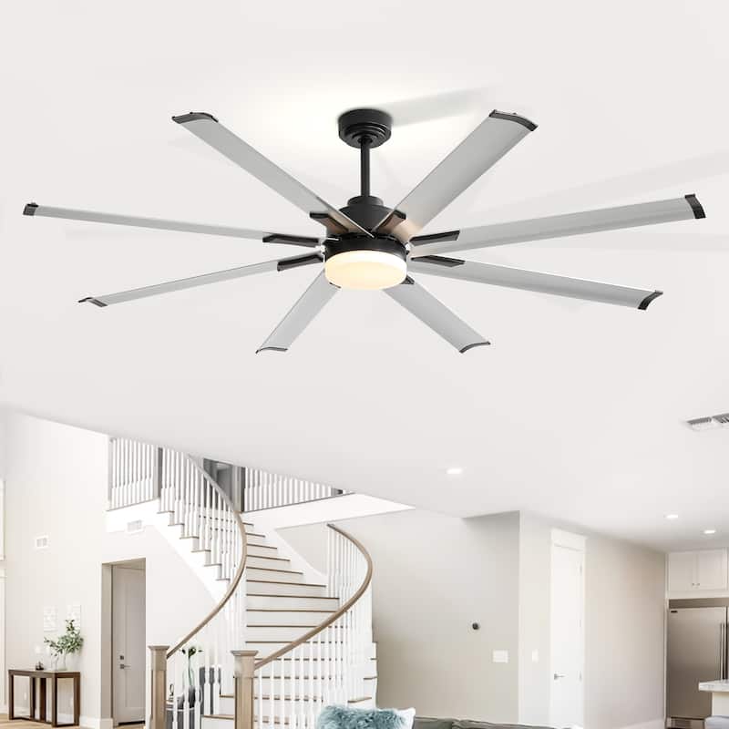 72-in Gold LED Indoor Chandelier Ceiling Fan with Light Remote (8-Blade) - BlackGray