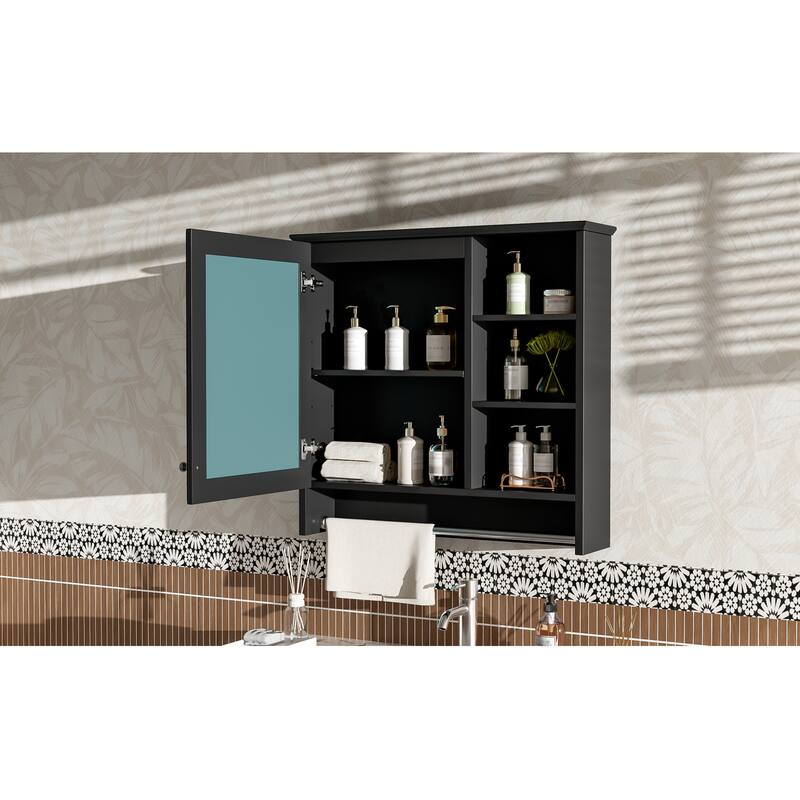 Roomfitters 30 Inch Wall Mount 2-in-1 Mirror Cabinet, Storage Organizer with Adjustable Shelf & Soft Close Hinges