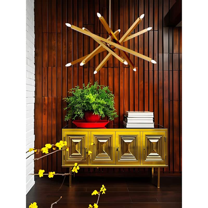 Sleek Viper Nordic Gold Sputnik 12 Light Modern Barre Chandelier
