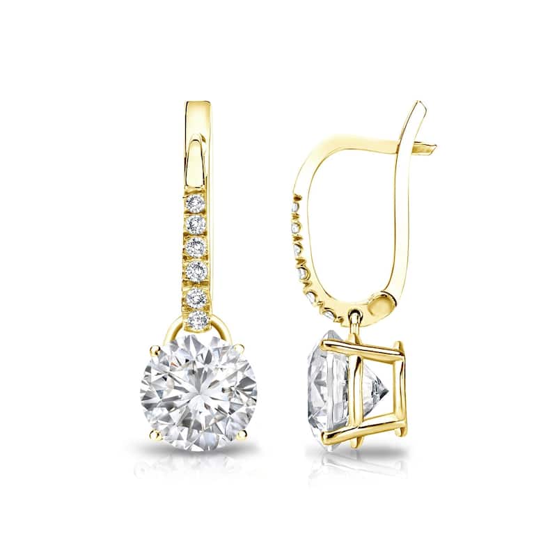 Auriya 1 1/2ctw Round Diamond Dangle Earrings 14k Gold (H-I, SI1-SI2) - Yellow