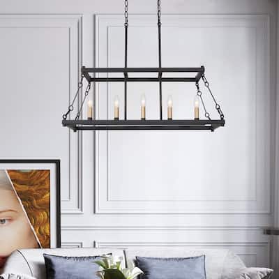 Modern Farmhouse 5-light Kitchen Island Chandelier Pendant Lights for Dining Room Entryway Living Room - L30"xW12"xH23.6"