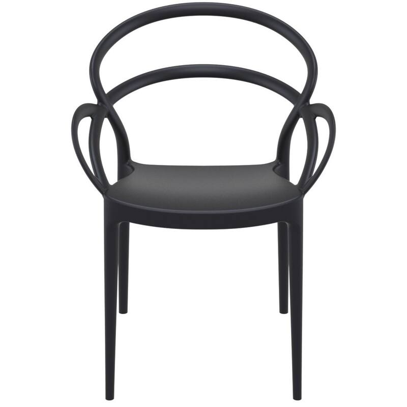 33" Black Outdoor Patio Round Dining Arm Chair