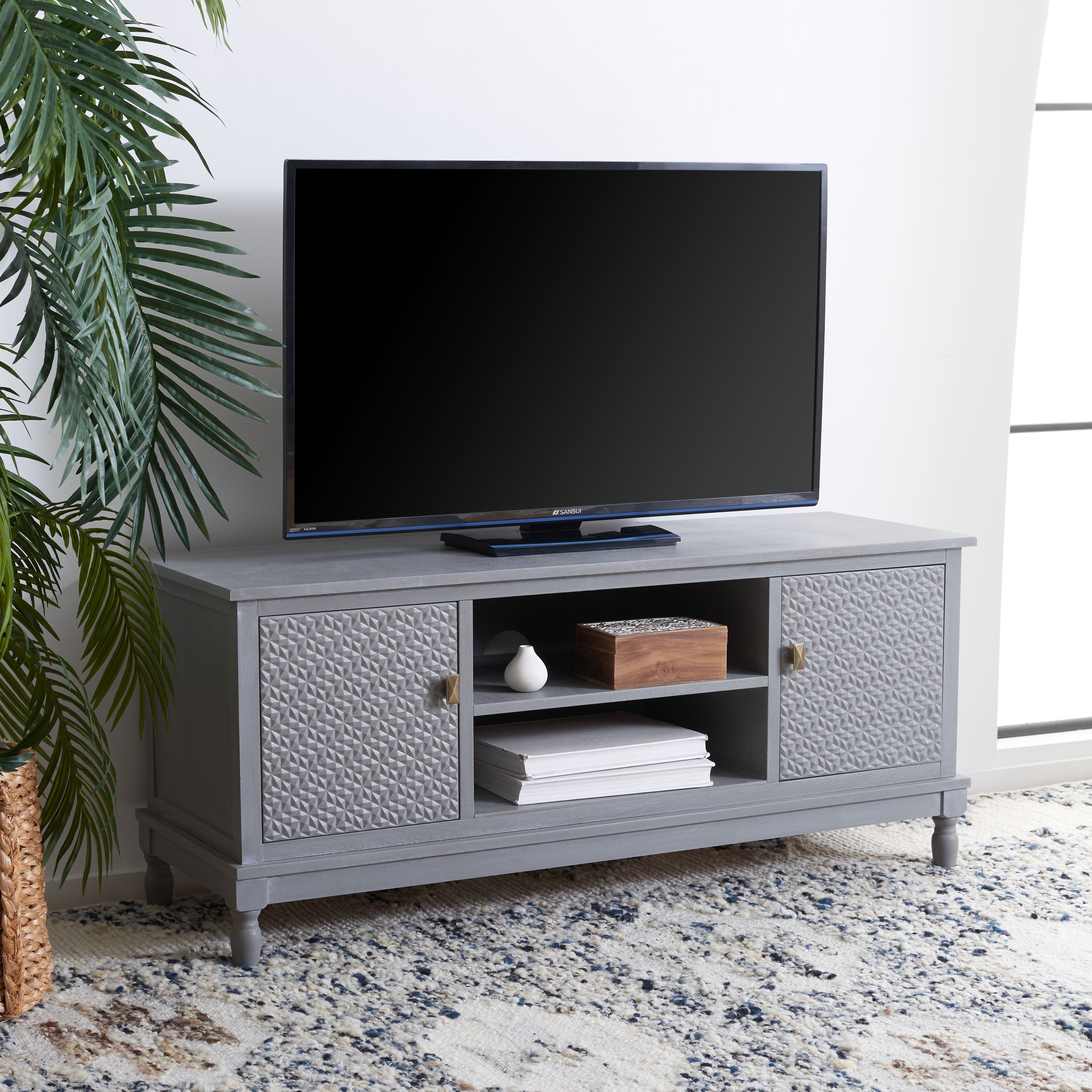 SAFAVIEH Paola 2 Door 1 Shelf Media Stand - 47" W x 16" D x 20" H - 47Wx16Dx20H