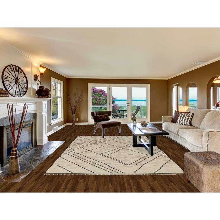 Earth Tone Moroccan Rug Hand-Knotted Wool Carpet - 7'0"x 10'9"