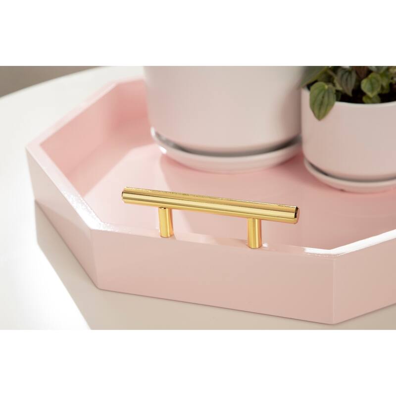 Kate and Laurel Lipton Octagon Decorative Tray with Metal Handles - 18x18