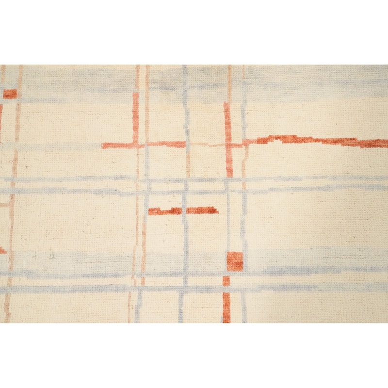 Hand Knotted Oriental 100% Wool Carpet Modern Geometric Beige & Ivories Gabbeh Area Rug - 13' 3'' X 10' 0''