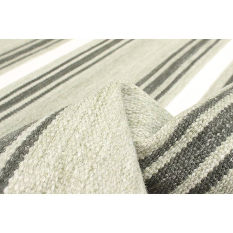 ECARPETGALLERY Flat-Weave Ankara FW Light Green Wool Kilim - 5'2 x 7'8