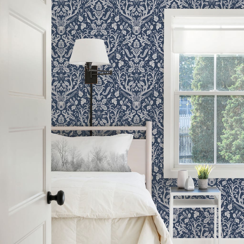 Animals Bella Kiwassa Taupe Antler Damask 33' L X 20.5 W Wallpaper Roll
