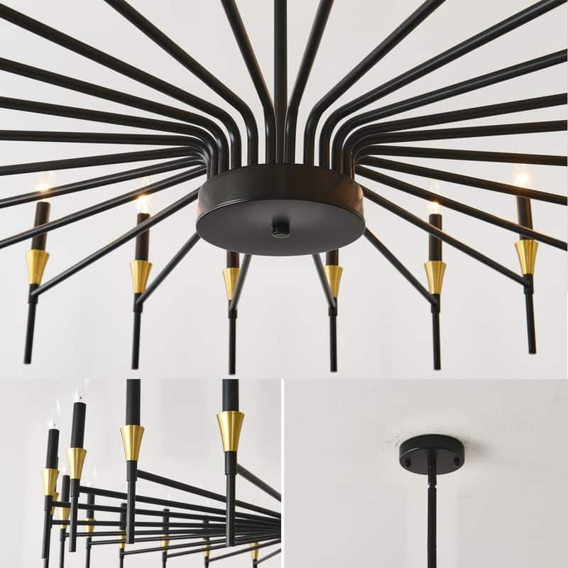 Black Farmhouse Chandelier Modern Candle Chandelier for Dining Room