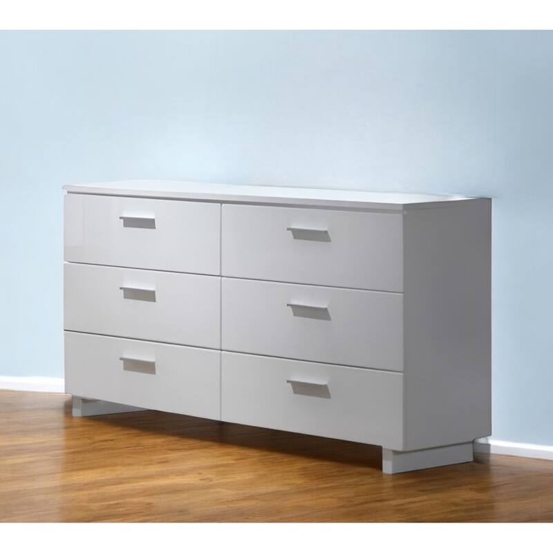 HomeRoots 63" White Six Drawer Double Dresser