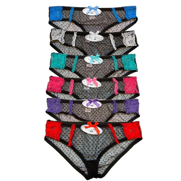 Women's 6 Pack Lace Polka Dot Bikinis Panties