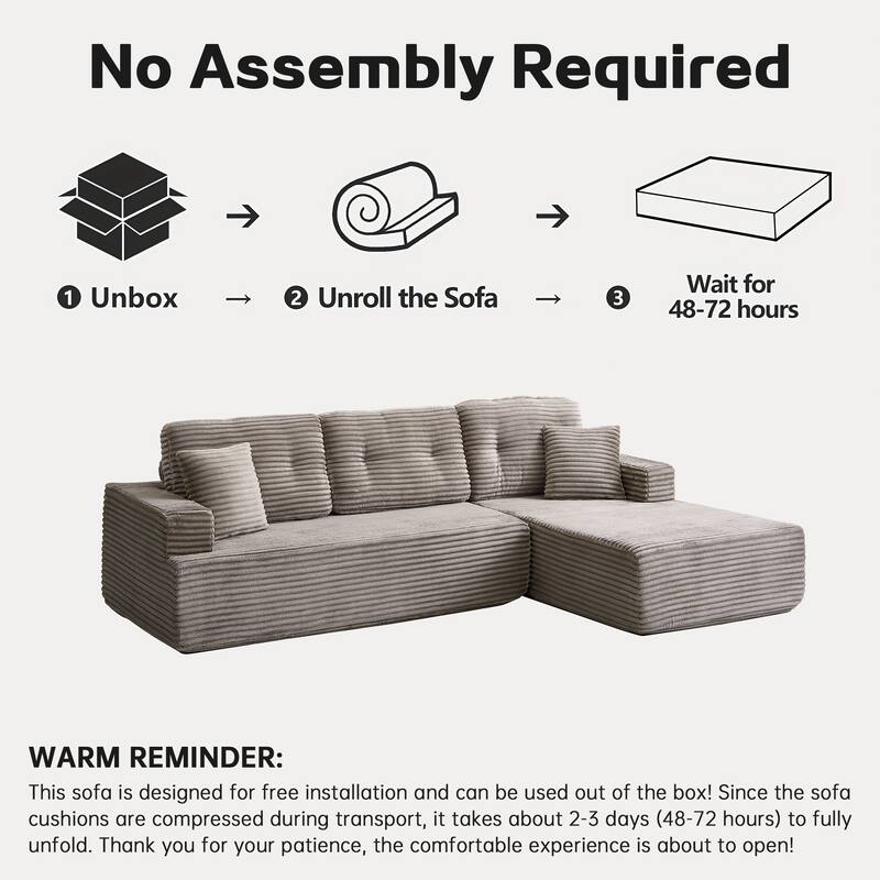 Corduroy Chaise Sectional Sofa Convertible Modular Sleeper Couch