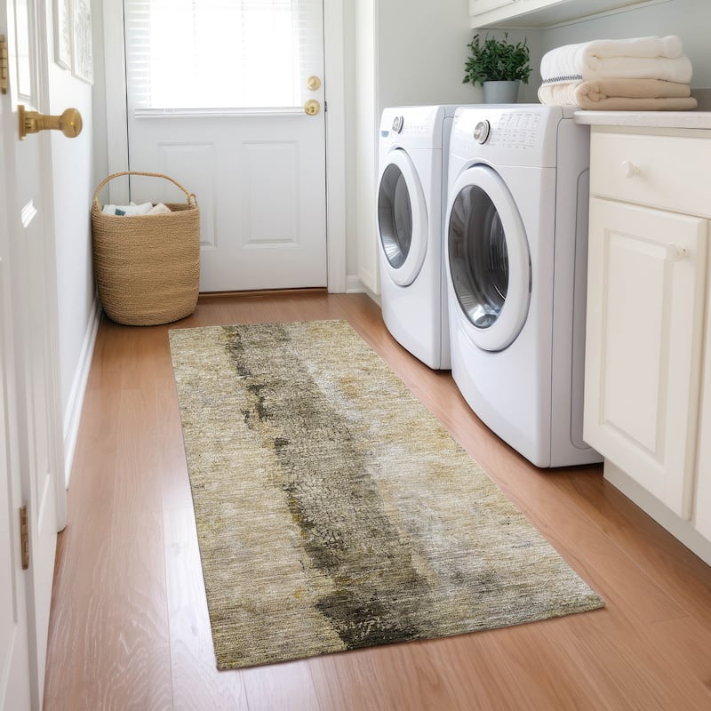 Machine Washable Indoor/ Outdoor Chantille Modern Contemporary Rug - Brown - 2'3" x 7'6"