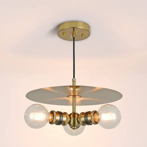 3 light modern chandelier industrial pendant lights for kitchen island gold disc hanging light