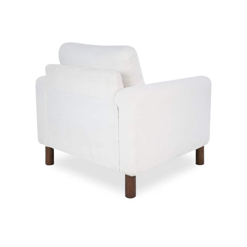 Christopher Knight Home Rowan Accent Chair Curved Handrails Single Sofa with Walnut Legs