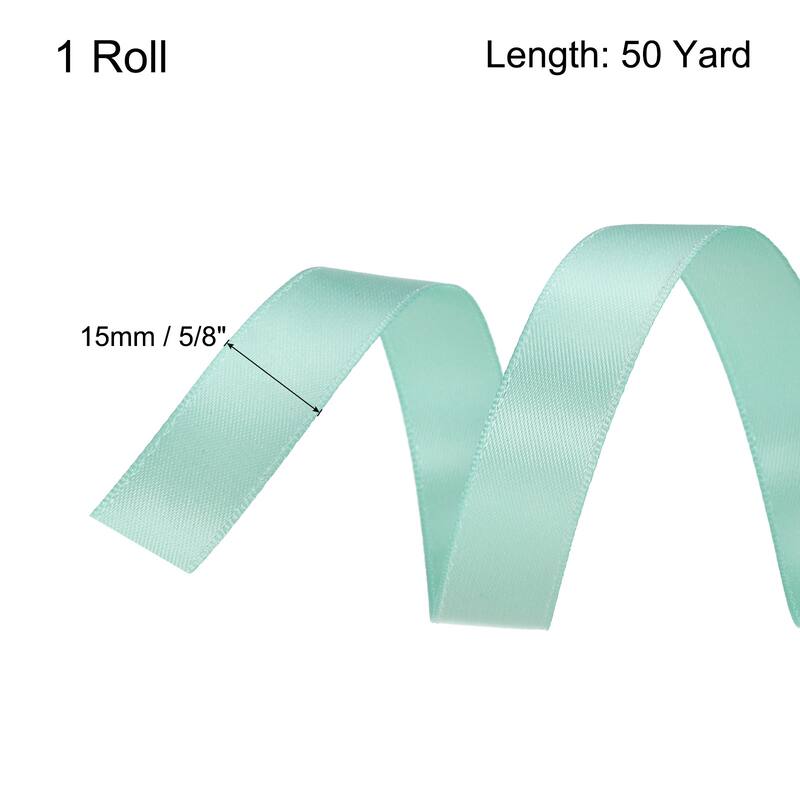Satin Ribbon Grosgrain Thin Solid Silk Wedding Bouquet Ribbon Decor - Teal Blue - 5/8" x 50 Yard